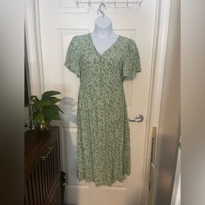 & Other Stories Green Floral Midi Dress size 44